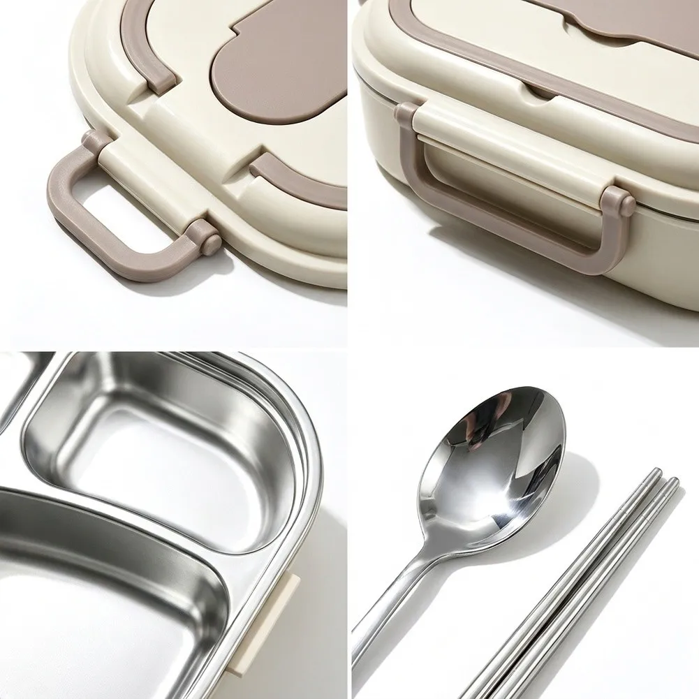 Portable 304 Stainless Steel Meal Container Sealed Leak Resistant Cover Reusable Lunch Box Office Picnic Household Food Storage