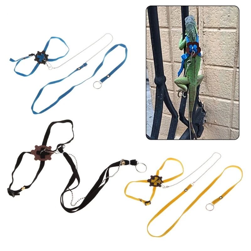 Y1UB Leather Training Leash Harness 1.2m for Small Animal Amphibians