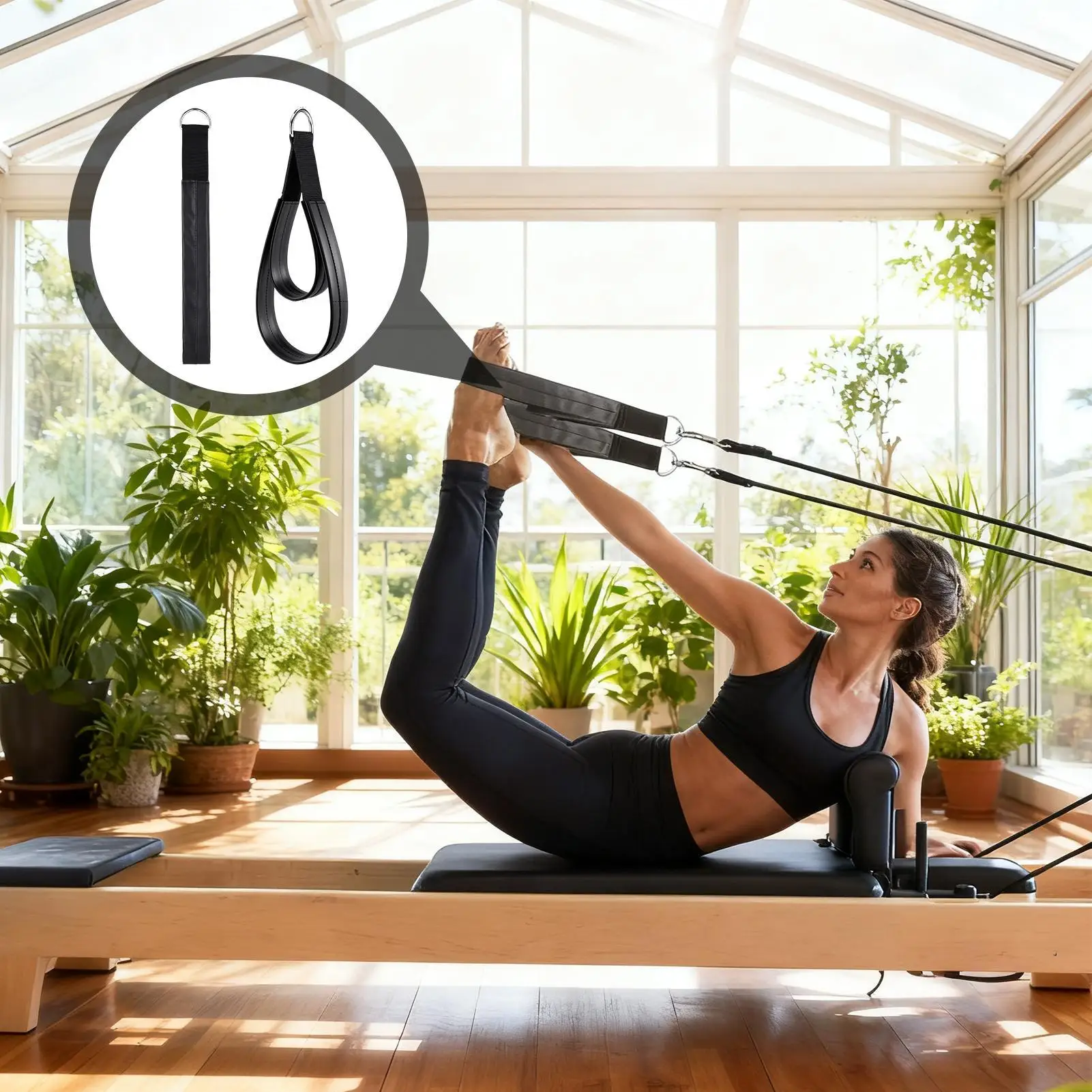 

Ремни для пилатеса, 2 шт., противоскользящие ремни для пилатеса с двойной петлей и D-образным кольцом для растягивания для любителей спортсменов, женщин, начинающих, тренажерного зала