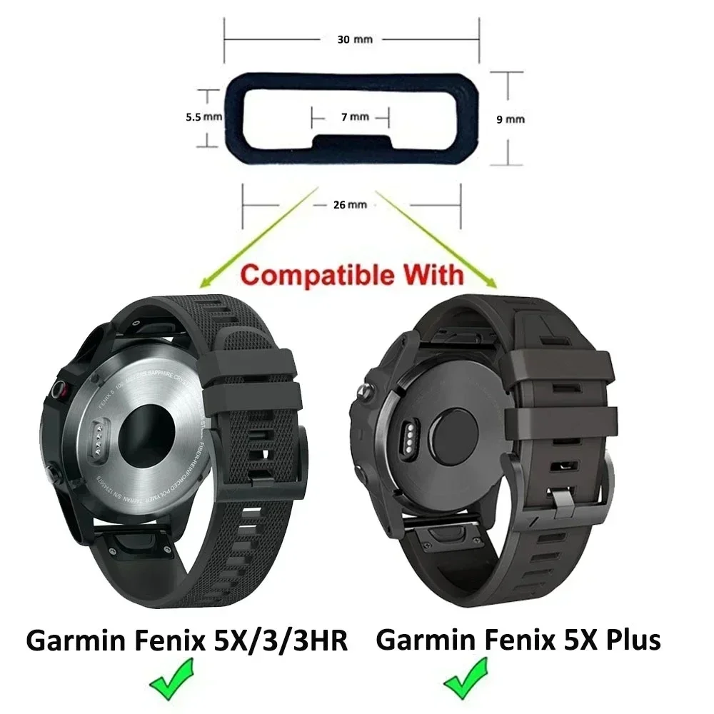 Garmin Fenix ​​5X 6X 7X 3 3HR 스트랩 고무 루프 하강 MK1 MK2/2i 시계 액세서리 용 26mm 실리콘 홀더 리테이너 키퍼