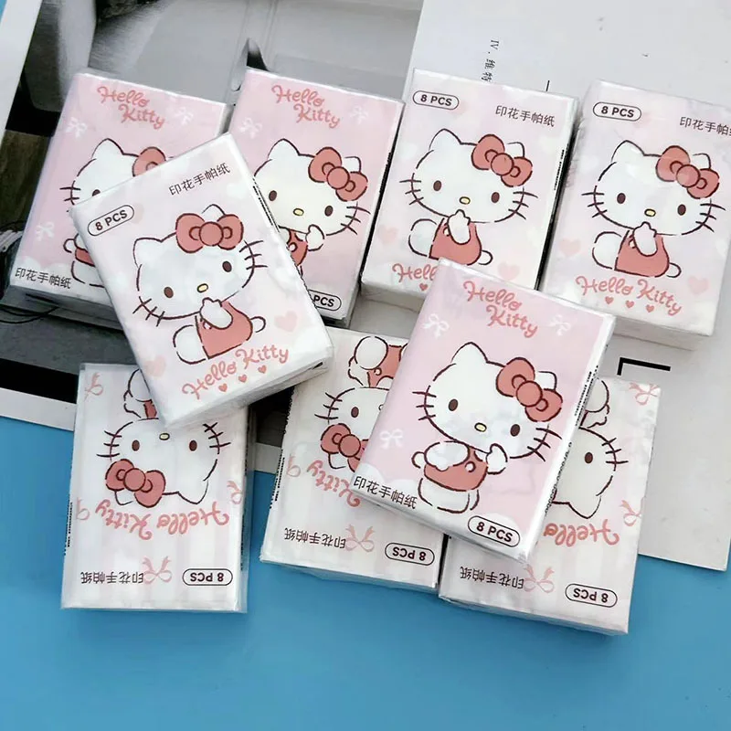 9 sztuk chusteczka z kreskówek Kawaii HelloKittys Pochacco kreskówka drukowana chusteczka ładna dziewczyna przenośny papier toaletowy dziewczęcy