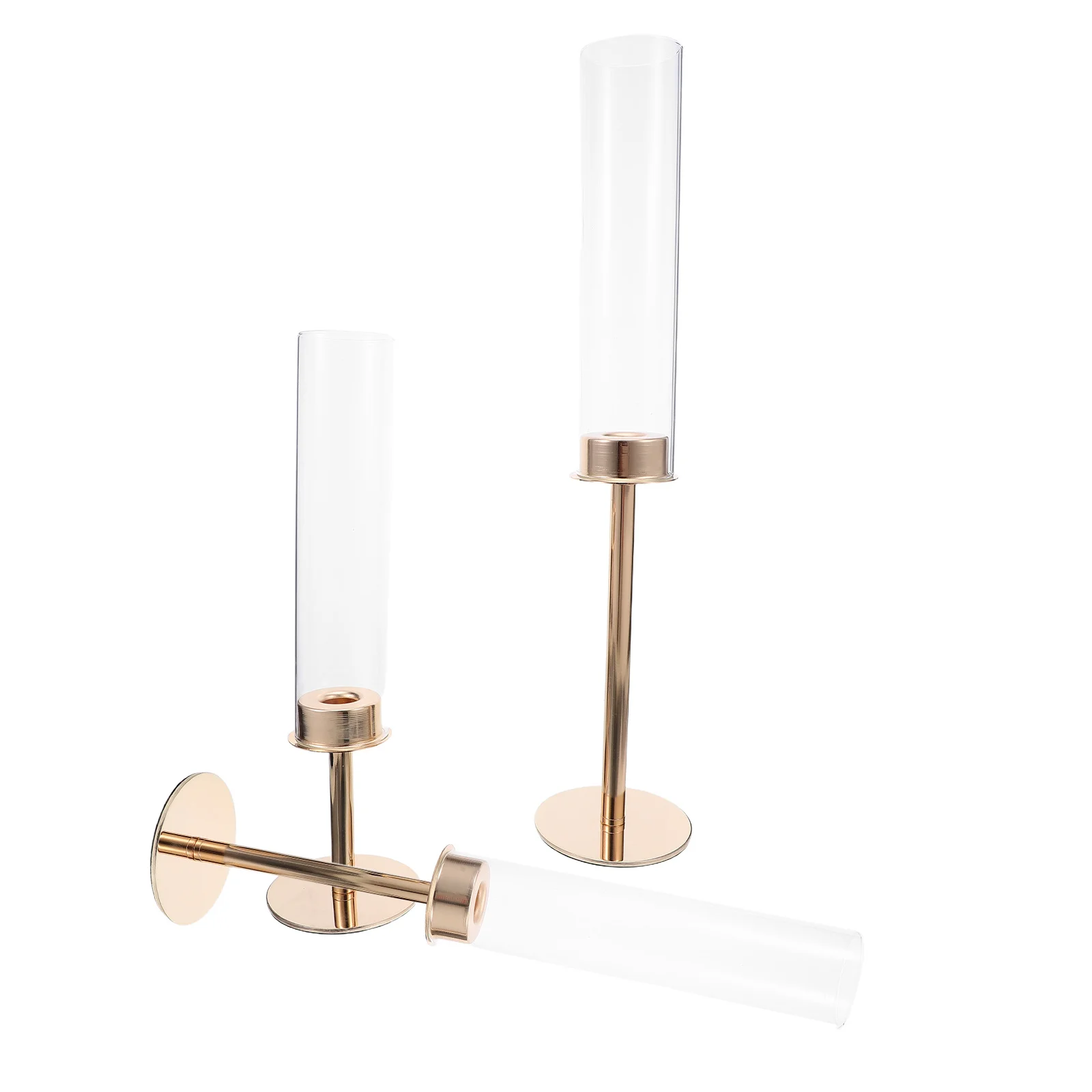 3 قطعة حامل معدني ذهبي قبة زجاجية متعددة الأحجام تفتق الشموع الزفاف محور ديكور المنزل الزجاج الأعاصير للشموع #4