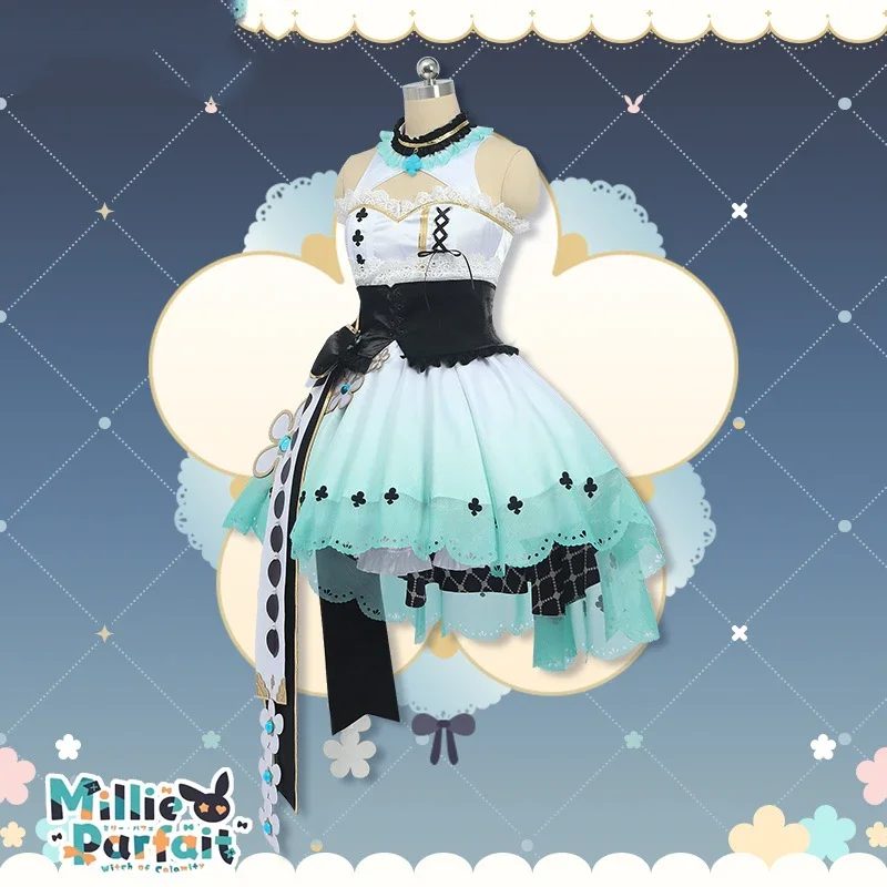 [Customized] Anime Vtuber Millie Parfait Cosplay Costume Fashion Elegant Sweet Wedding Dress Activity Party Women Men