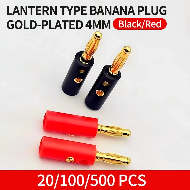 

20Pcs With Screws To Fix The Solder-Free Speaker Wire Plug Speaker Banana Plug Gold-Plated 4mm Lantern Banana Plug Audio Head