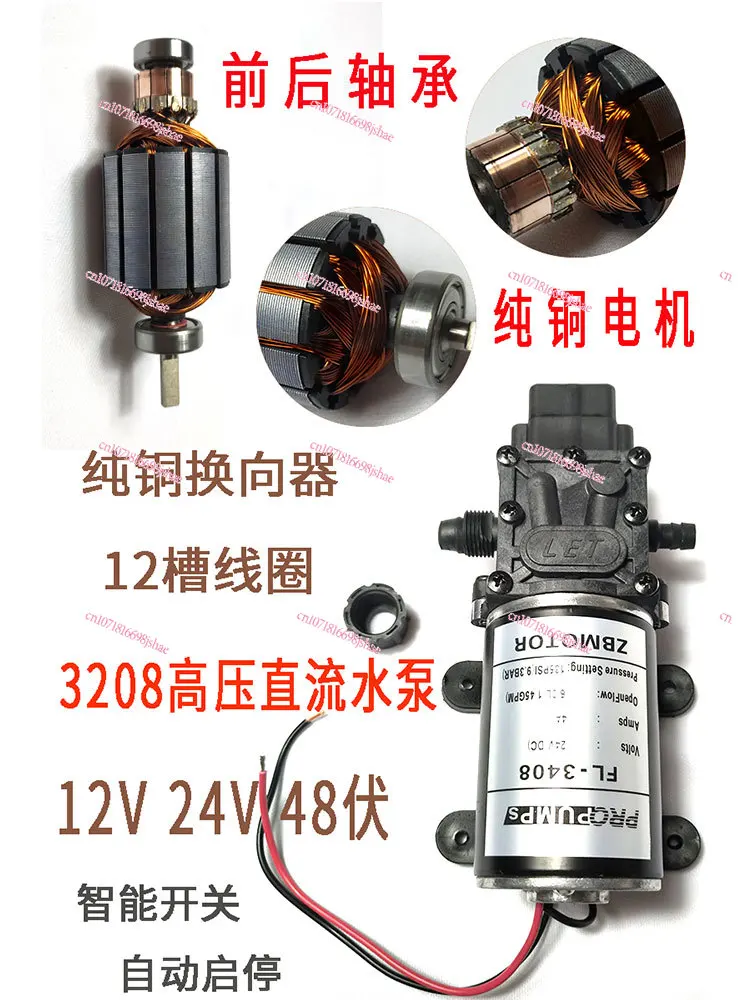 100w48v High Pressure Water Pump 12V DC Diaphragm Pump Automatic Start/Stop Supercharged 24V Car Wash