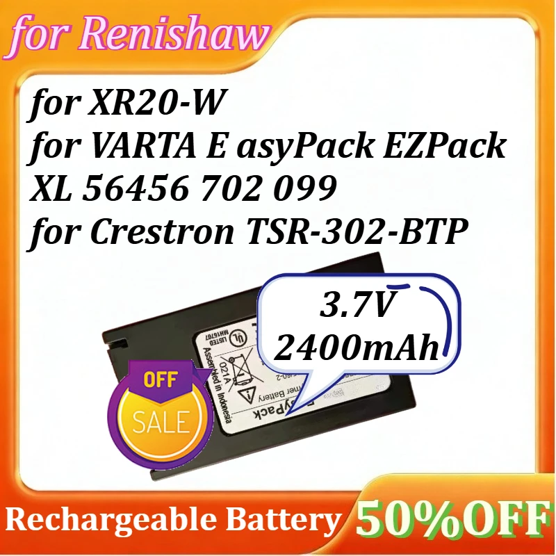 

Rechargeable Battery for Renishaw XR20-W for VARTA E asyPack EZPack XL 56456 702 099 for Crestron TSR-302-BTP 3.7V 2400mAh