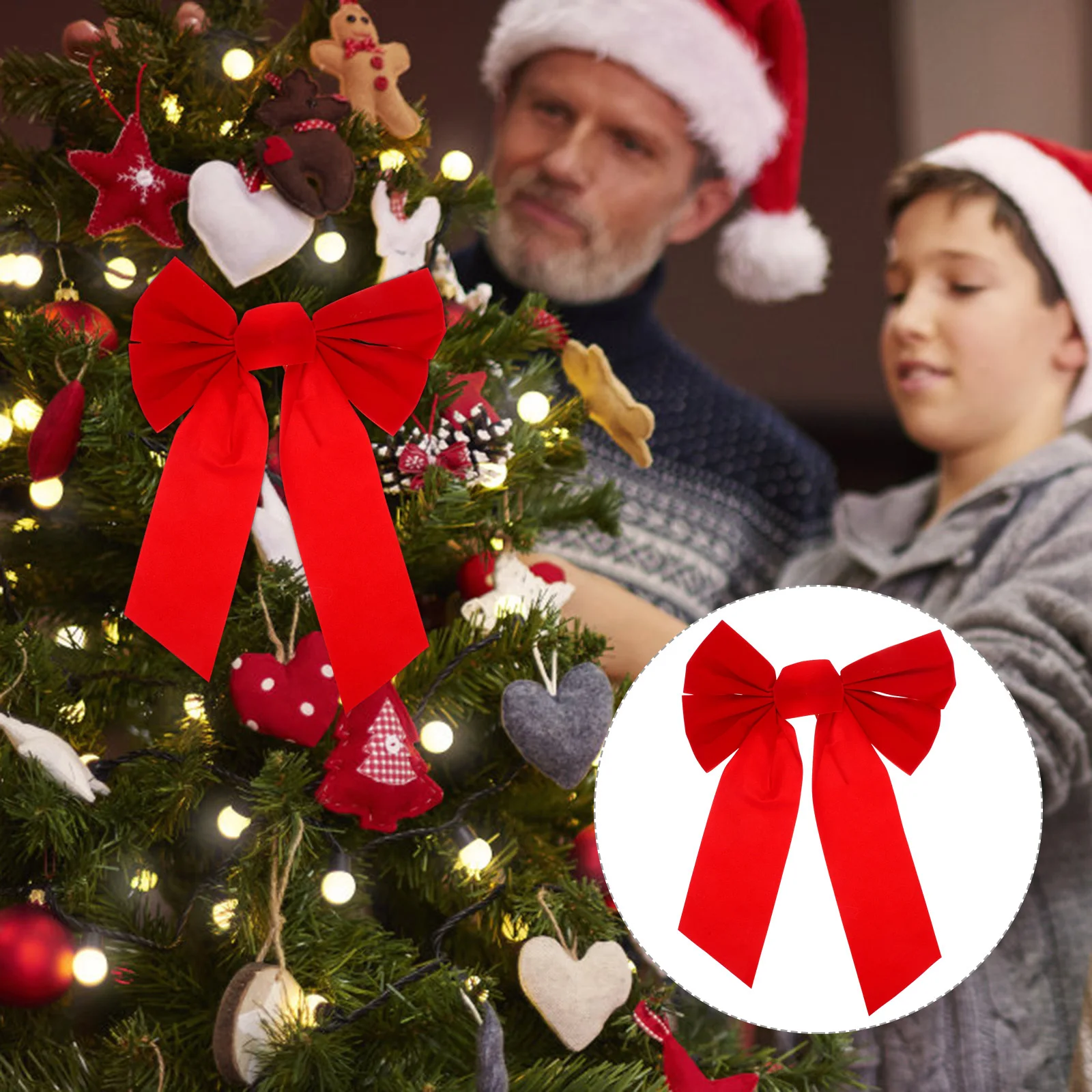 

10Pcs Christmas Bowknot Decorations Large Red Bow Christmas Tree Topper Ornaments Wreath Bow Xmas Party Decor Xmas Bowknot