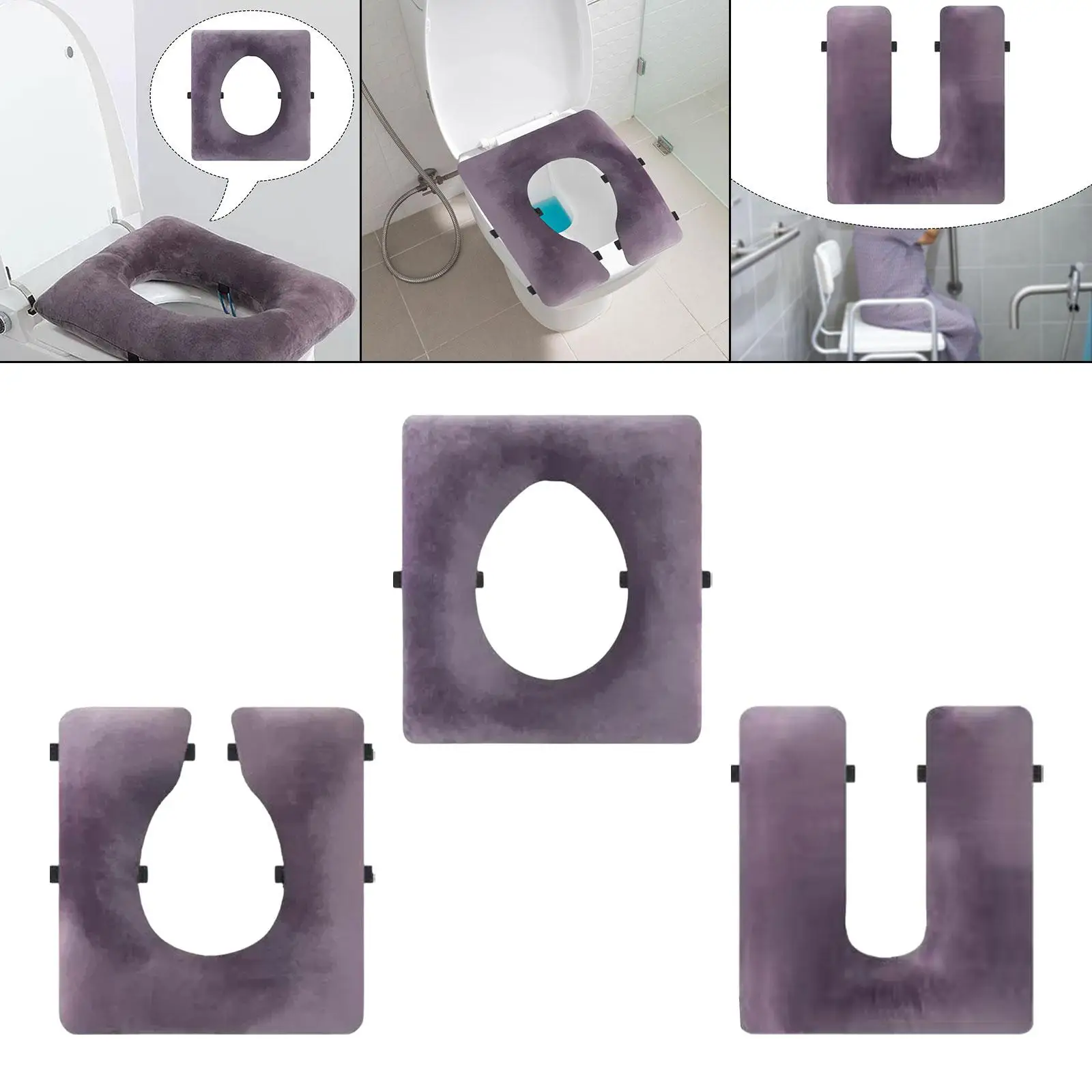 

Bedside Commode Cushion Soft Sponge Padded Cushion Removeable Cover Universal for Elderly Disabled Bedside Toilet Chairs