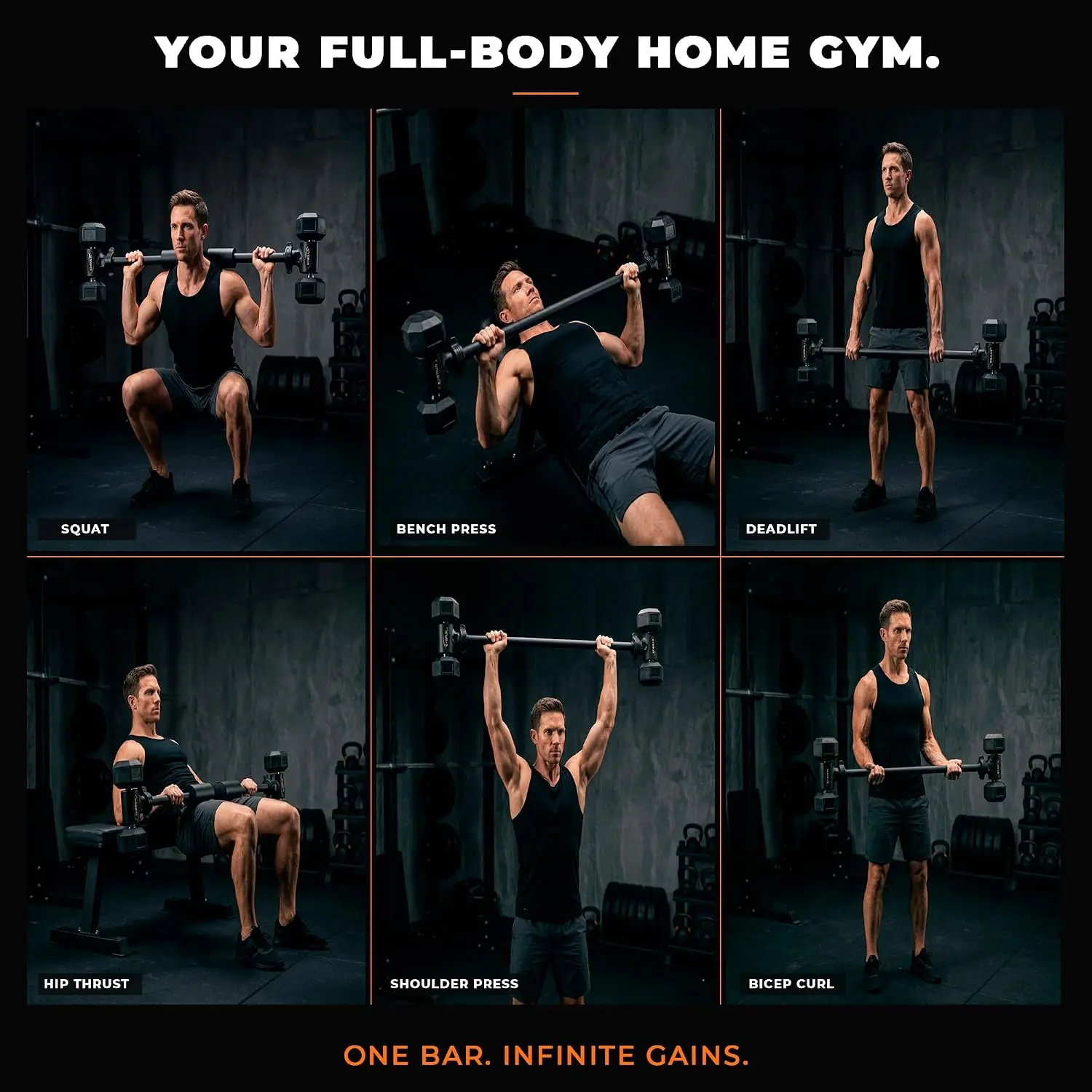 Dumbbell Barbell Converter Bar, Hyperbell with Foam Pad & Workout Guide