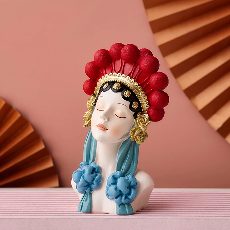 7 Inch Chinese Fekin Opera Doll Beijing Opera Girl Artiste Home Decoration Ornament Folk Resin Mascot Souvenir