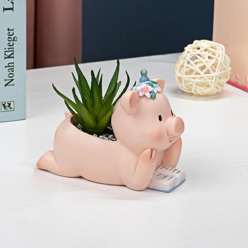 Creative fleshy flowerpot suit  combination personality cute little pig cartoon meat plant size caliber flowerpot planting