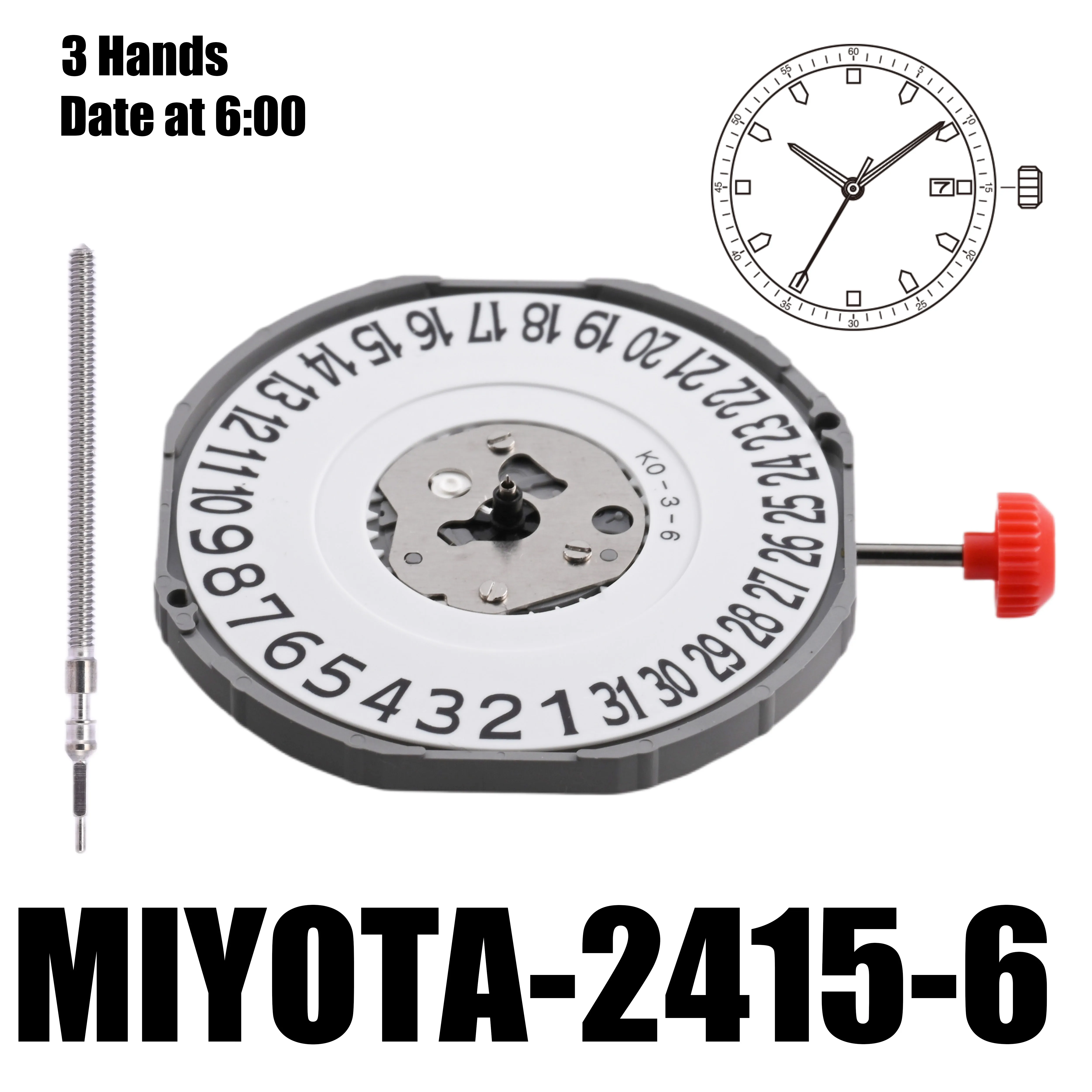 حركة أصلية 2415 حركة ميوتا 2415 يابانية مقاس 13 1/2 بوصة ارتفاع 4.35 ملم دقة ± 20 ثانية لكل شهر 3 عقارب تاريخ في 6:00 #3