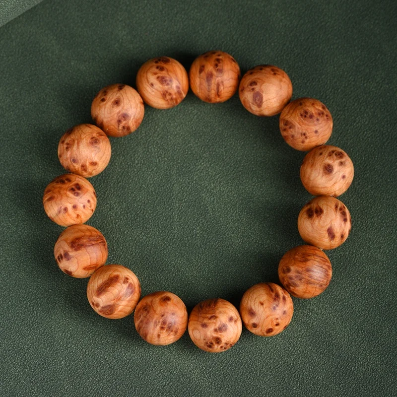 

UMQ Natural Arborvitae Beads Bracelet Liangshan Material Burl Sparrow Eyes Highly Oily Bracelet