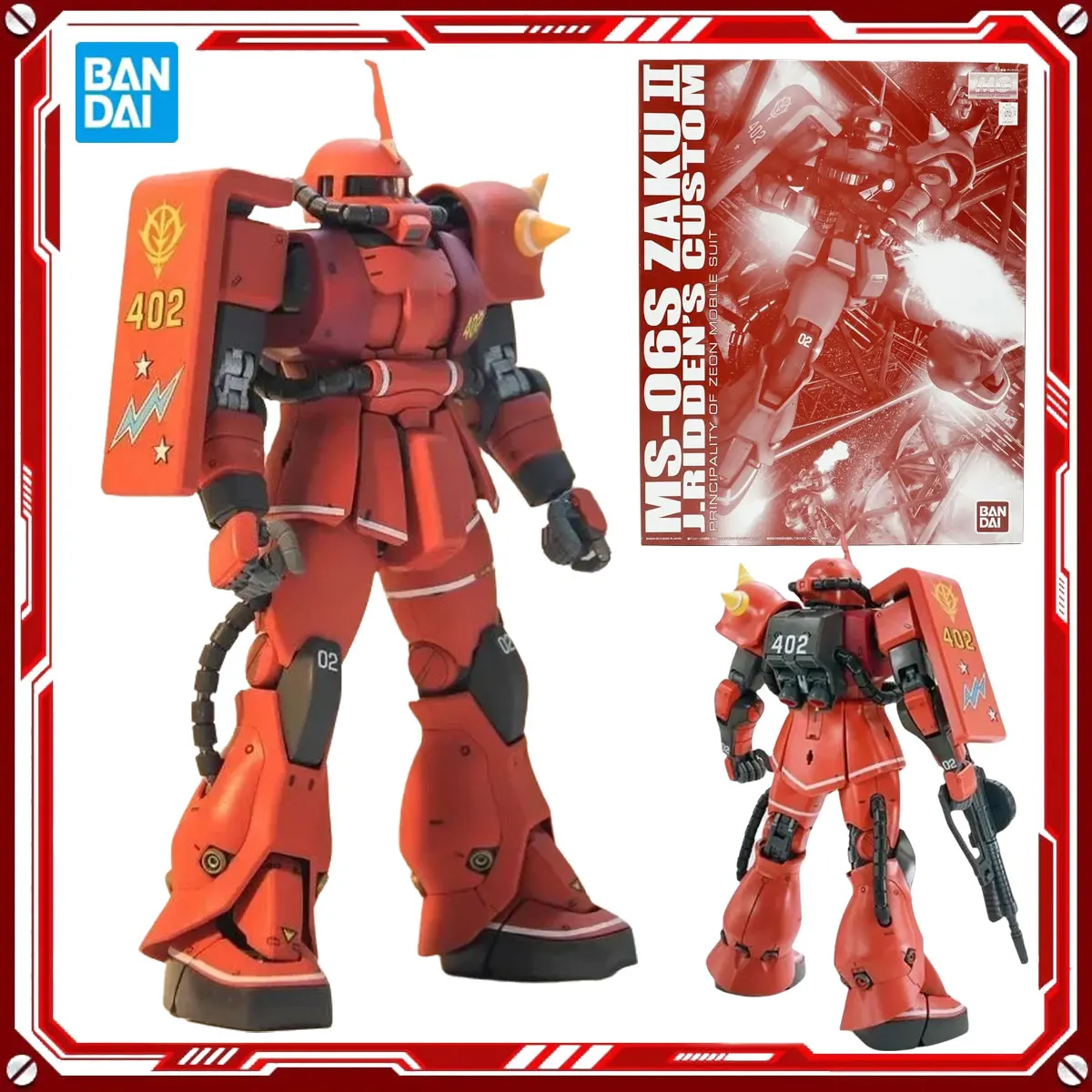 

Bandai Genuine Gundam Anime Model Kits ZakuⅡ Commander Toy MG 1/100 Action Figure Assembly Model Gift for Kids Christmas Present