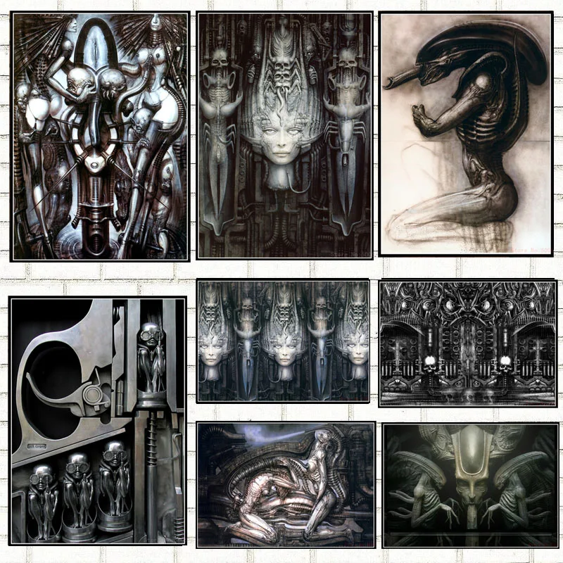 Póster de arte de pared de Alien Horror, impresiones de imágenes, pintura en lienzo, decoración de dormitorio, sala de estar, decoración del hogar, Hr Giger, Li Ii