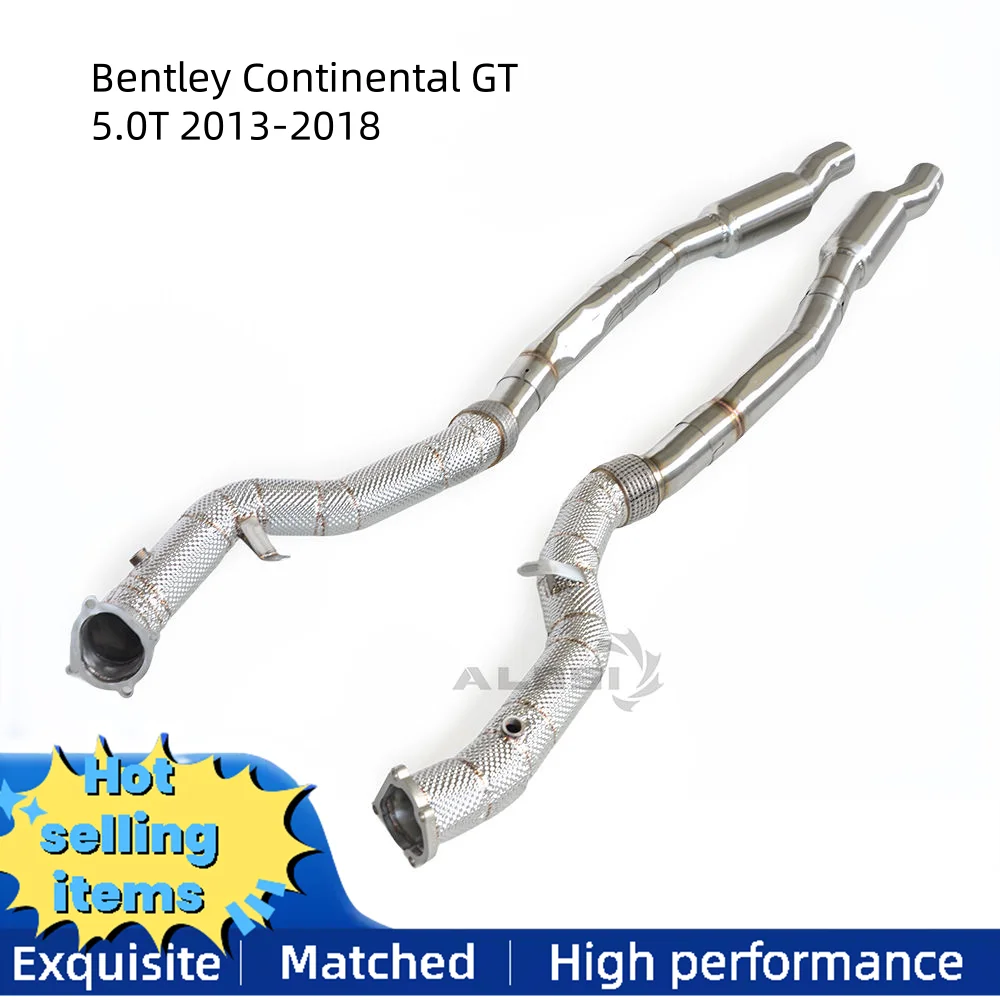 Exhaust downpipe head for Bentley Continental GT 5.0T 2013-2018 Performance Exhaust pipe catalytic converter with heat shield