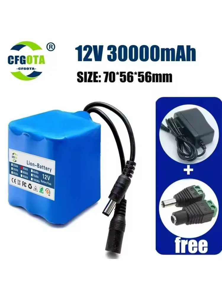 AliExpress LOLRKO 12V 30Ah 18650 Lithium Battery Pack 3S3P Rechargeable Battery with BMS 12.6v Charger for Fishing Bicycle Large Capacity Battery