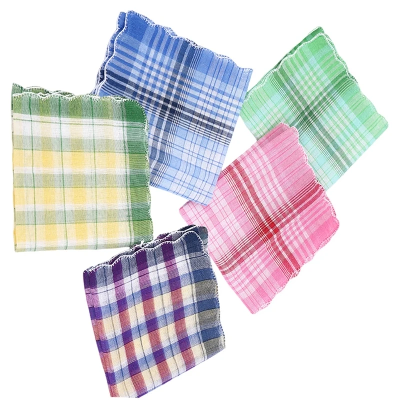 28x28cm Plain Handkerchief for Adult Casual Use Pocket Cloth Soft Breathable Square Handkerchief Towel for Adult 5PCS