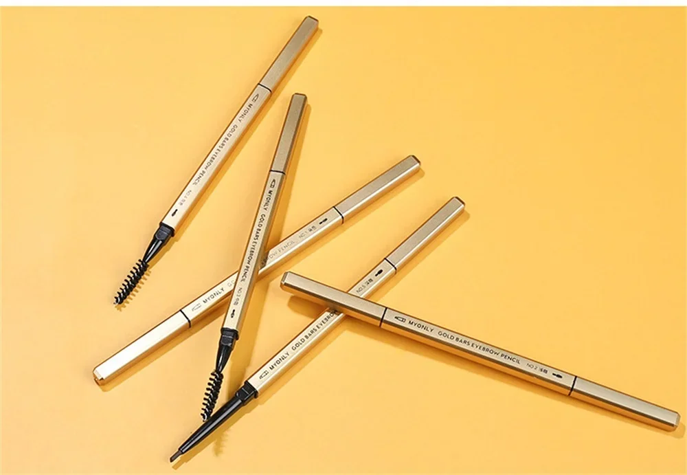 Pro 5 Color Eyebrow Pencil Diamond Glitter Wooden Handle Black Brown Coffee Waterproof Long Lasting Eye Brow Tattoo Pen