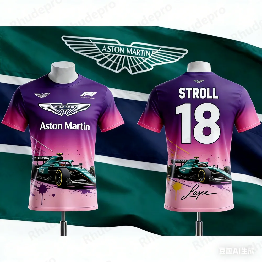 Aston Martin 3D Printed Polo New Arriavl Summer Alonso 14 STROLL 18 GPT Design Racing Ultra Fast Training Dry Racing T Shirt