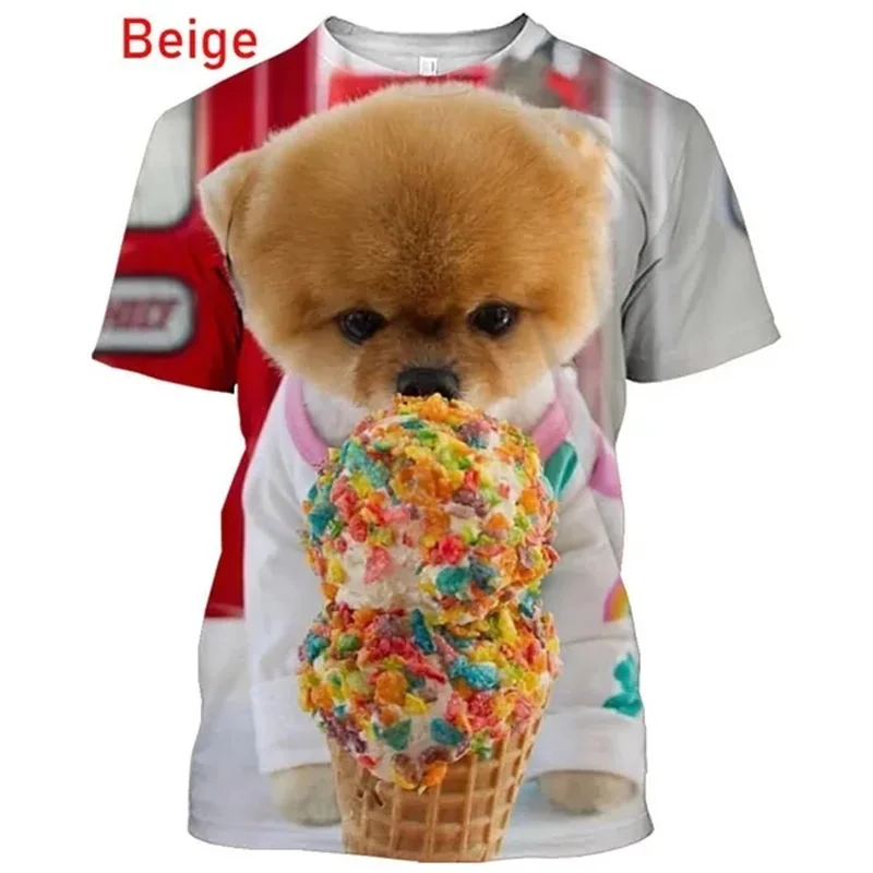 Cute Pomeranian Dog Graphic T Shirts Men Summer 3D Short-sleeve Printed Pet Tees Casual Round Neck Funny Animal Tshirt Tops