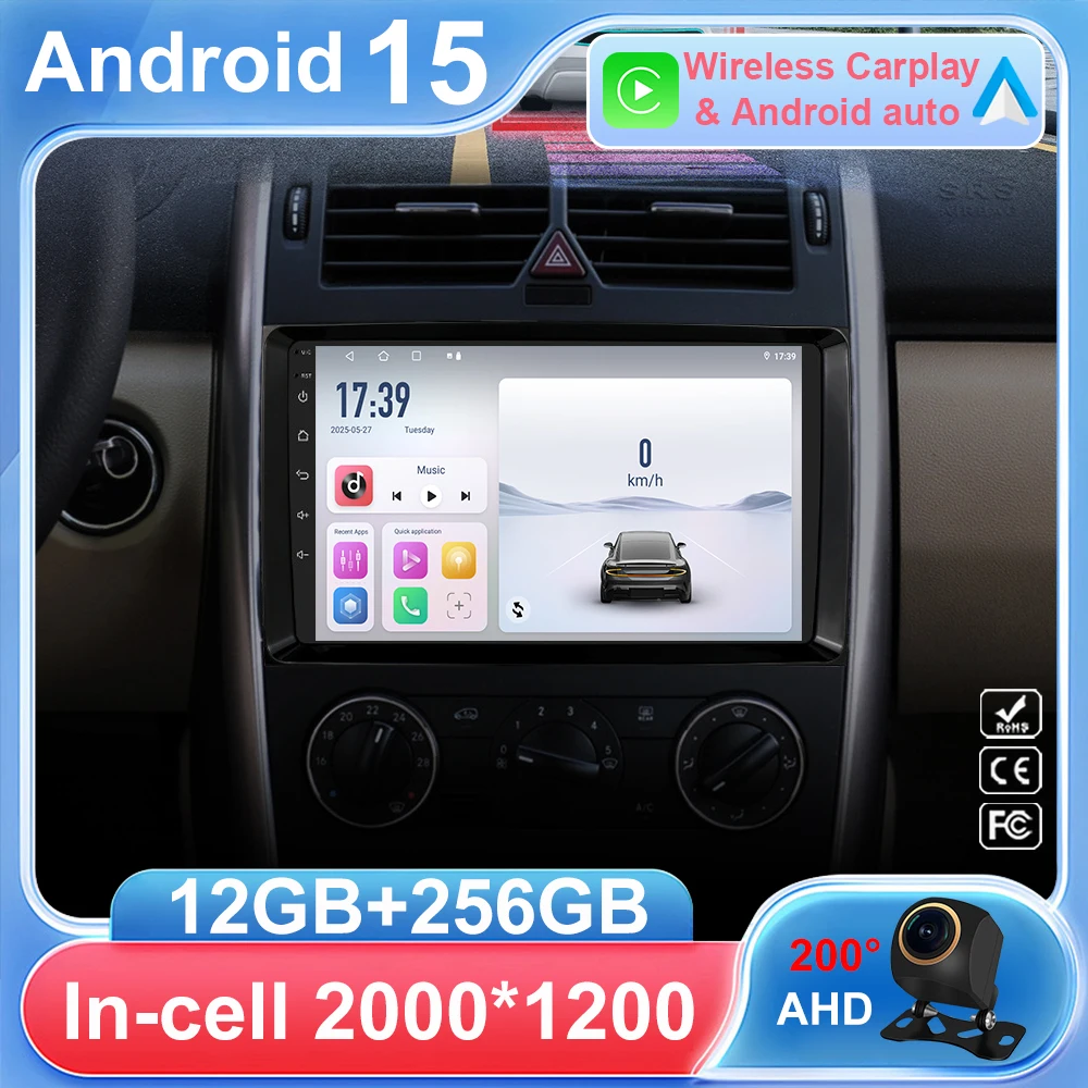 

Android 15 Car Radio For Mercedes Benz B200 Sprinter W906 W639 AB Class W169 W245 Viano Vito Auto Carplay GPS DSP BT WIFI 4G