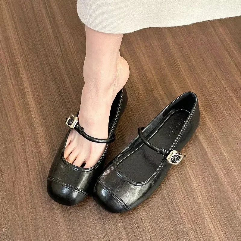 Shoes for Women 2024 New Shallow Women's Slippers Fashion Buckle Strap Bean Flat Shoes Hot Sale Solid Flat Low Heels Zapatos