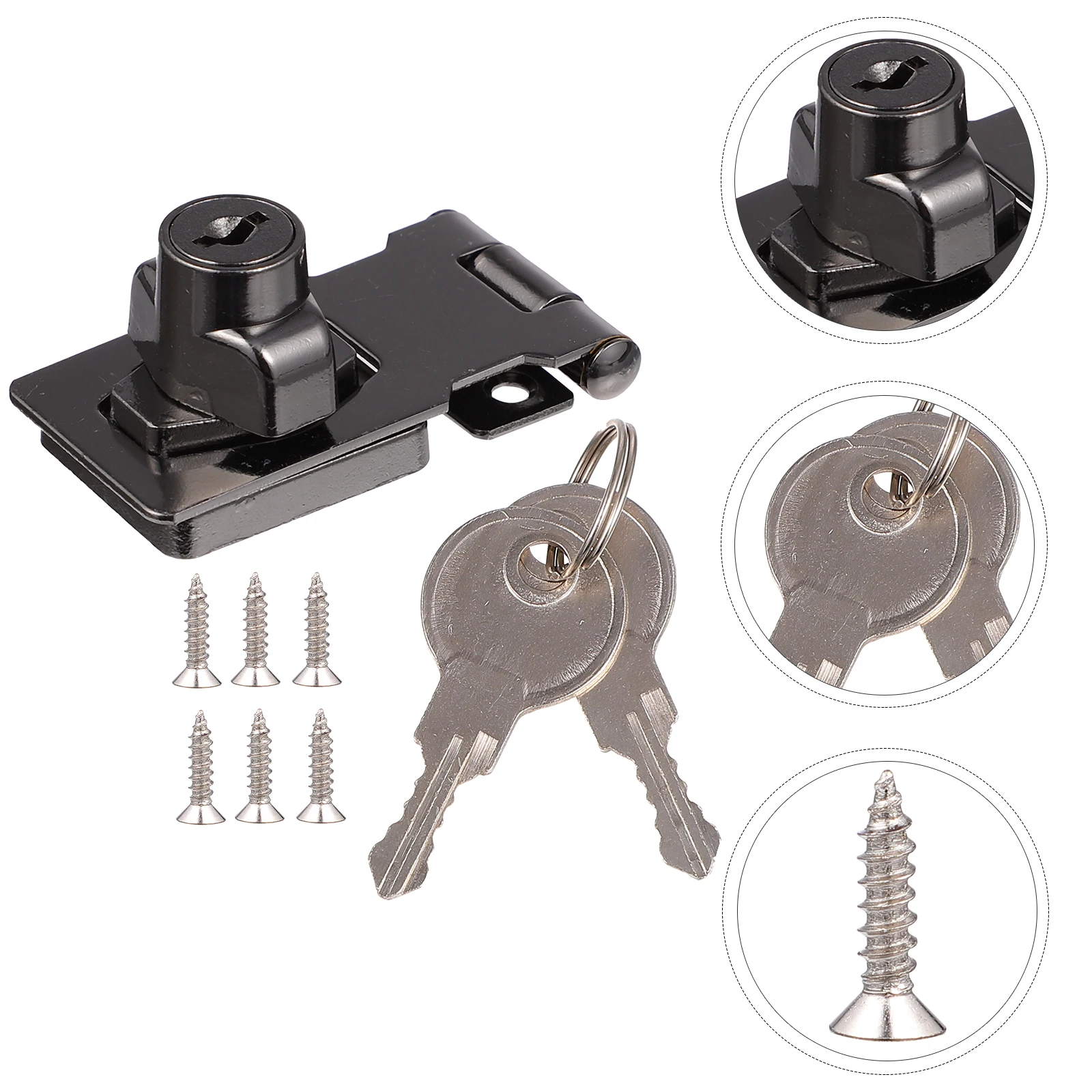 

2Pcs Cabinet Door Buckle Locks Keyed Hasp Locks Zinc Alloy Sturdy Metal Wardrobe Drawer Door Tool Boxes Lockers Easy Install