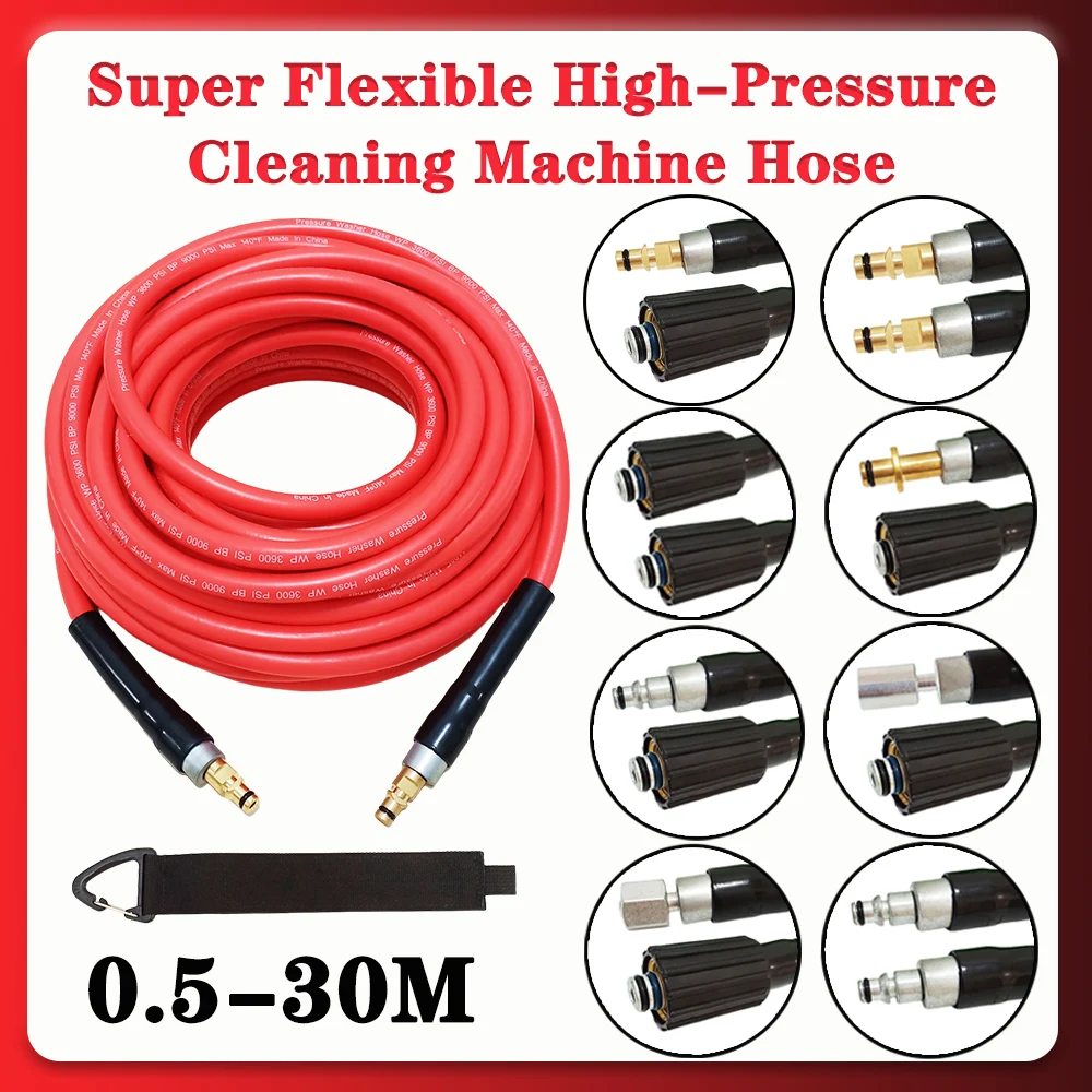 Flexible High Pressure Washer Hose Pipe Cord Car Wash Water Cleaning Extension Hose Water Hose Kink Resistant Power Washer Hose