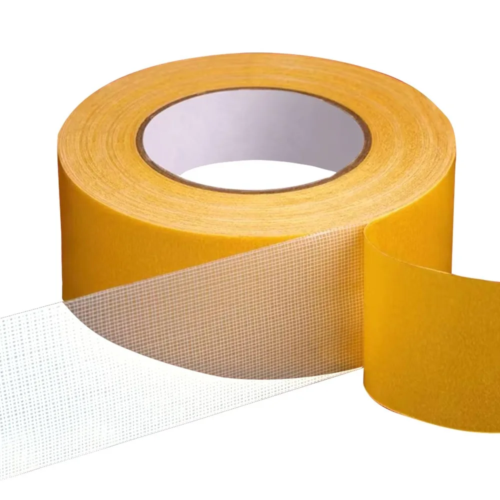 10/20m Heavy Duty Double Sided Tape High Viscosity Cloth Base Mesh Grid Fabric Tape Waterproof Removable Carpet Tape