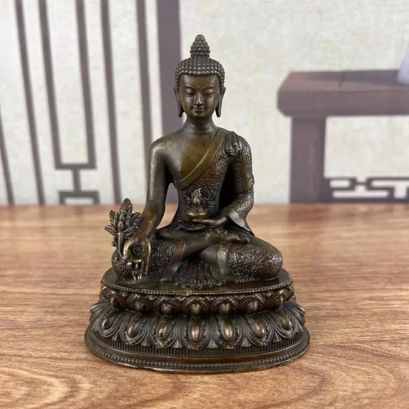 Antique Buddha Statue Chinese Style Tibet Bronze Carving Buddha Feng Shui Religious Crafts Collection Home Decoration Gifts