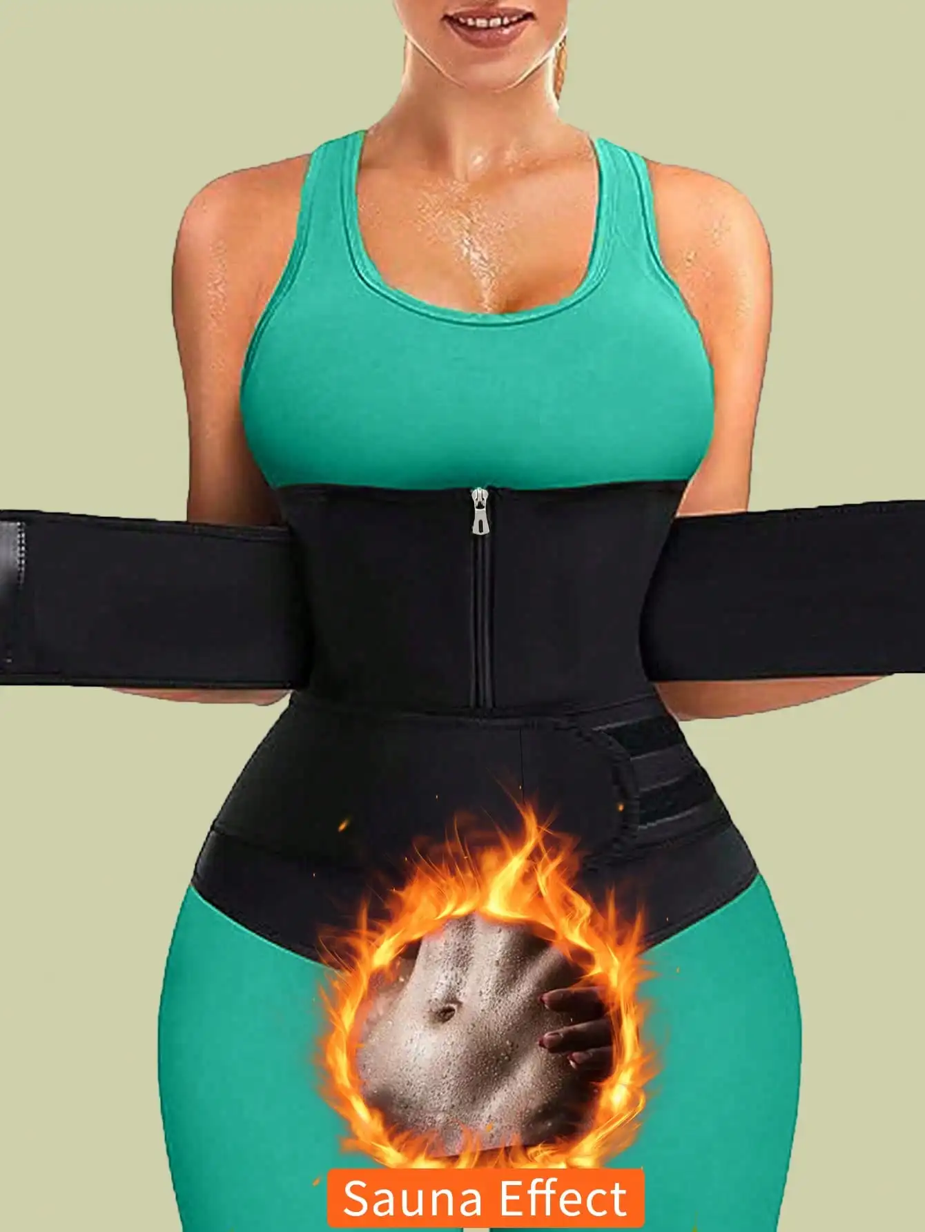 지퍼가 달린 여성용 더블 스트랩 허리 트레이너, 슬리밍 허리 벨트, 슬리밍 트레이닝 벨트, 조절 가능한 허리 지지 벨트, 엘라스