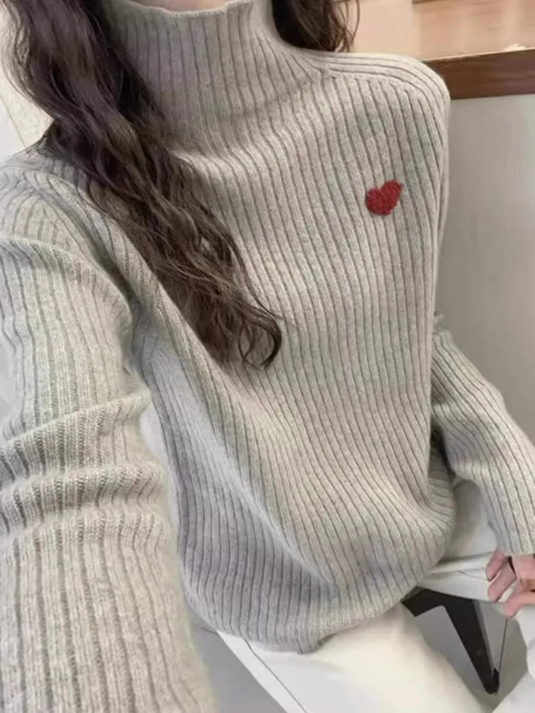 Comfortable Simple High-End Feeling Casual Knitted Sweater Long Sve Slimming Age-Defng Top Sli New Korean Version