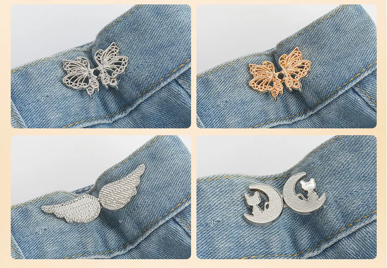 Jeans Button Adjustable Clips for Pant Skirts Waist Tightener Buckle Snap Button Adjuster Butterfly Pin Button Clothing Supplies