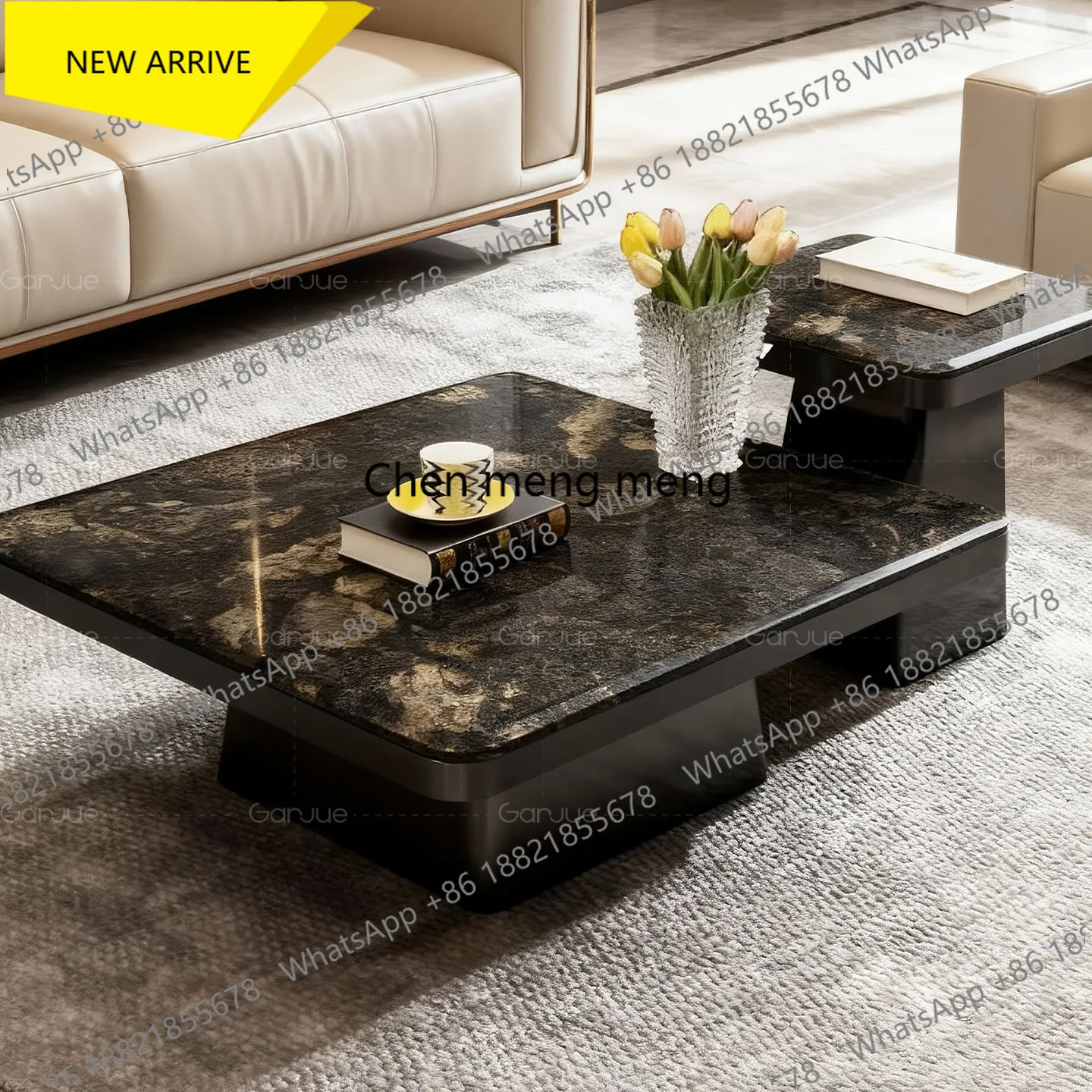 

Кофейный столик z183 из натурального камня, итальянский, в стиле лёгкой роскоши, современный, из мрамора, для гостиной.