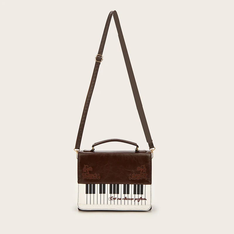 Piano Polka Dot Key Shoulder Bag,Contrast Color Large Handbag,Y2k JK Girls Briefcase Piano Backpack Women's Bag Square Bag