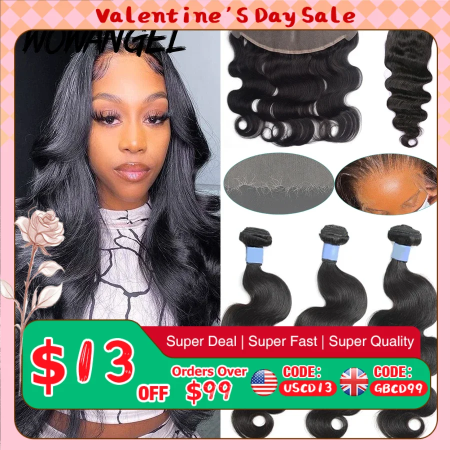 5x5/6x6/13x4/13x6 32 inch Body Wave Human Hair Bundles With HD Lace Frontal Brazilian Remy Hair Melt Skins Hair Weave Extension