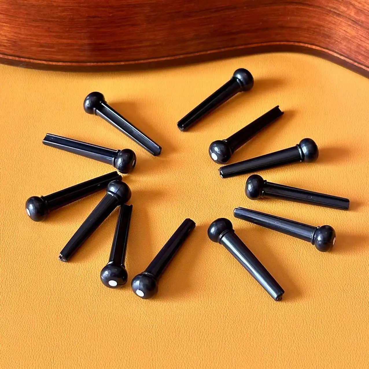 Stegset aus Palisander für Akustikgitarre mit Stiften, Mutter und Sattel, obere untere Saitenkissen für Folk-/Klassiker-/Uku-Gitarrenzubehör – Detail 13