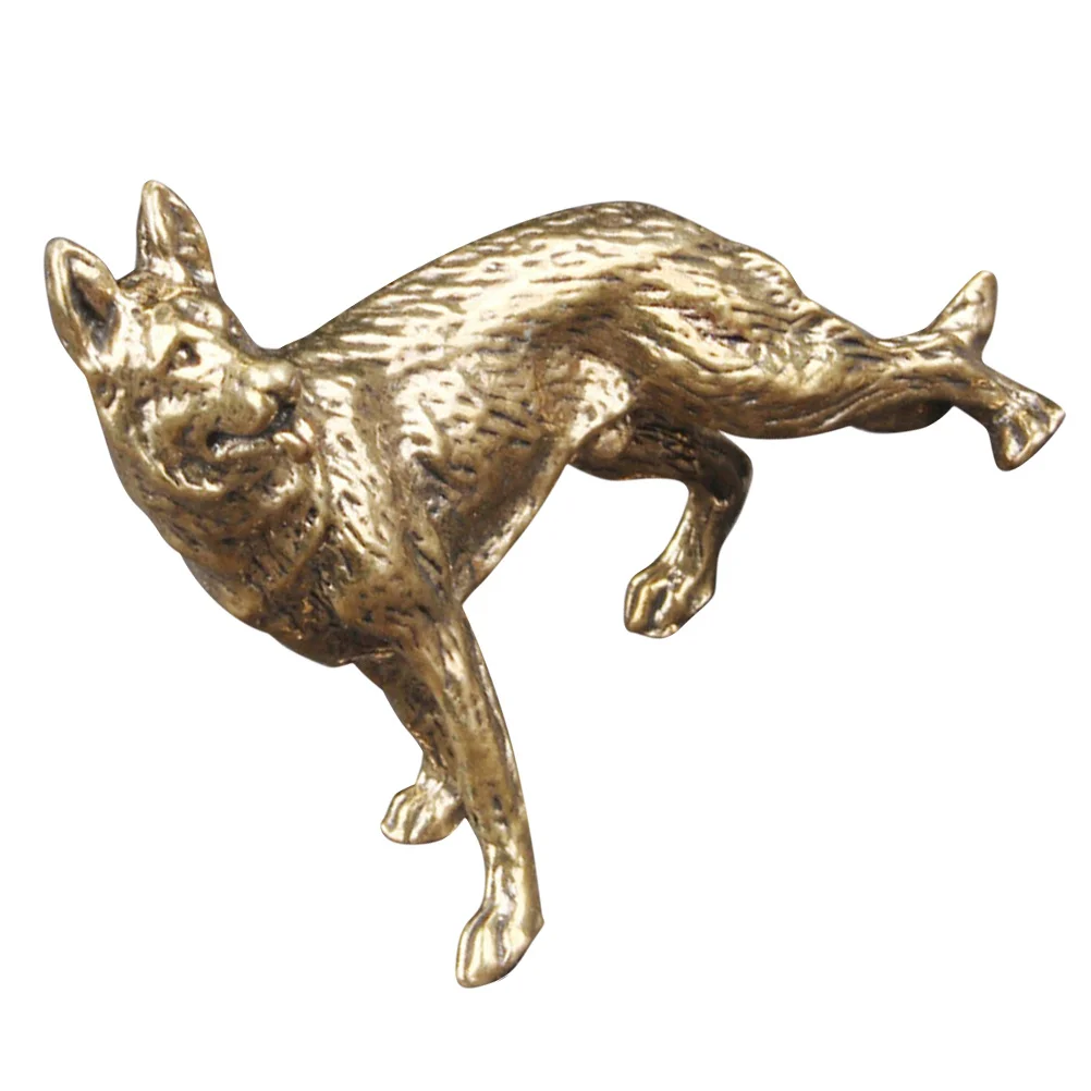 

Miniature Brass Wolf Dog Sculpture Vintage Design Home Decoration Jewelry Charm Feng Shui Animal Ornament Vintage Animal Charm