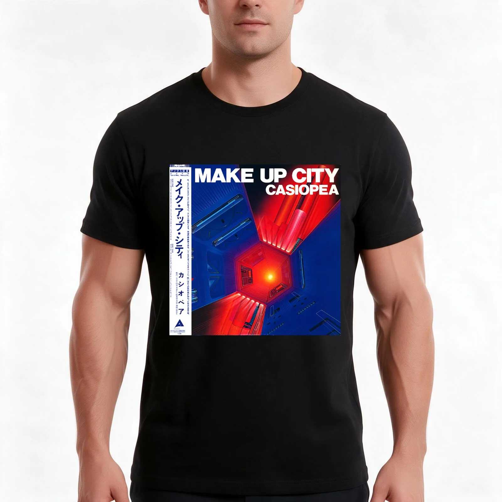 Casiopea - Make Up City (1980) T-Shirt, Summer Casual Cotton Tee, Oversized Streetwear Tops, Vintage Graphic Print, 100% Cotton