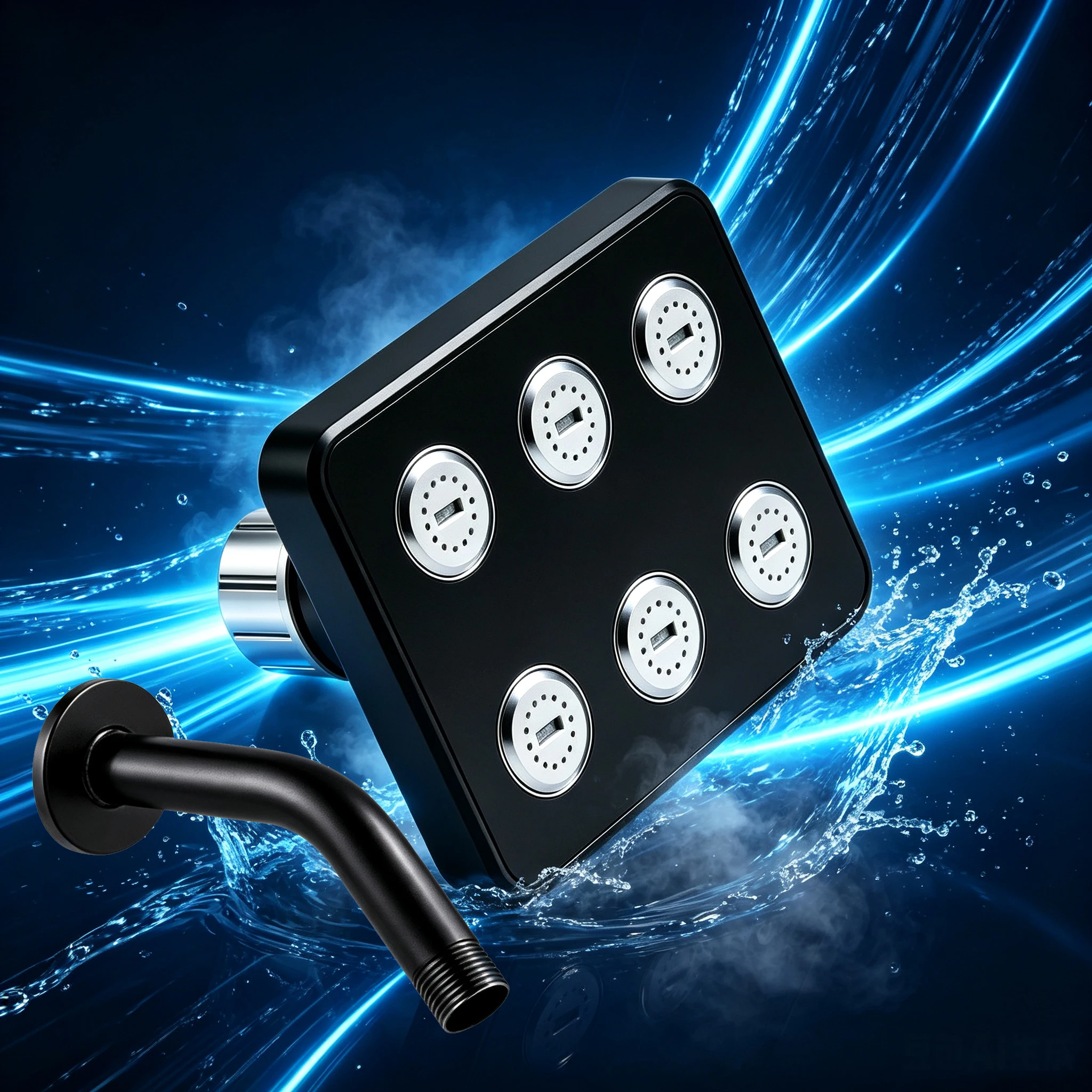 Square Shower Head with Top Spray, Easy to Block Water Outlet Equipped with Bracket, 360° universal Rotation, Easy Installation