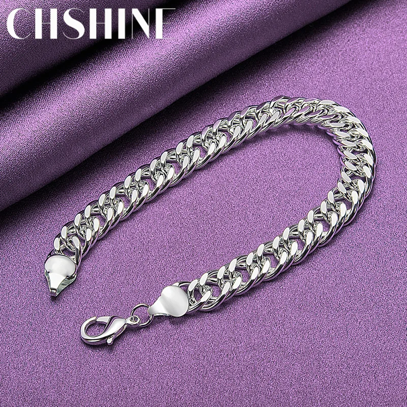 CHSHINE стерлингового серебра 925 пробы для мужчин 10 мм боковой браслет-цепочка для женщин модные очаровательные ювелирные изделия подарки для свадебной вечеринки оптовая цена