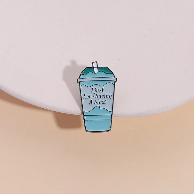 Cute Milk Tea Beverage Cup Enamel Pins I Just Love Having A Blast Brooch Lapel Badges Clothes Funny Jewelry Gift For Best Friend