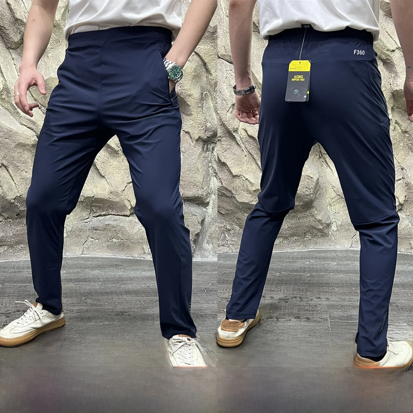 

Ice Silk Outdoor Men's Casual Pants Laser Perforated D Series Substitute Waist Pred Glue Summer Qui Dry Straight Leg Pants