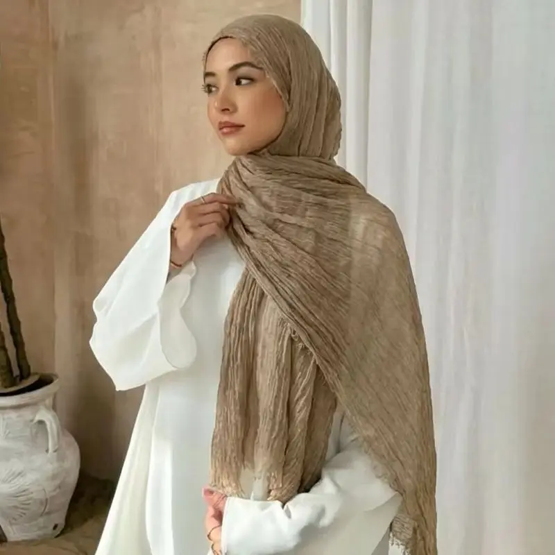 

Мусульманская женщина, хлопковый хиджаб из искусственного шелка, шарф для Рамадана, модная повязка на голову из вуали, мусульманские хиджабы, шали, женские длинные накидки, исламский тюрбан, платок