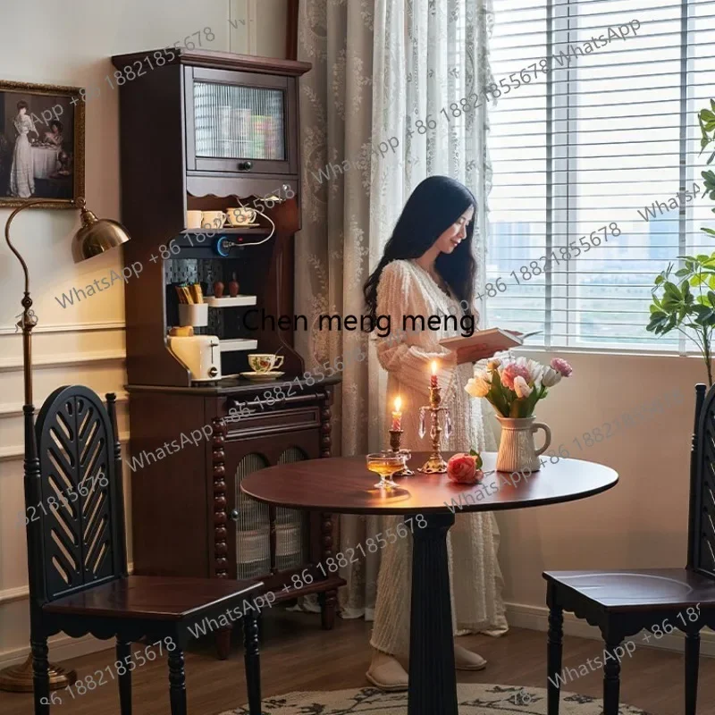 

F150 Retro style all solid wood coffee machine, tea, dining side, French integrated storage against the wall, living room locker
