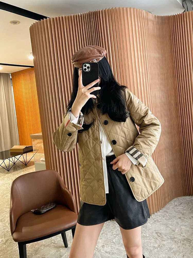 

Autumn Winter New Arrival Women's Fashionable Versatile Cotton Jacket Lightweight Warm Single Button Collar British Style