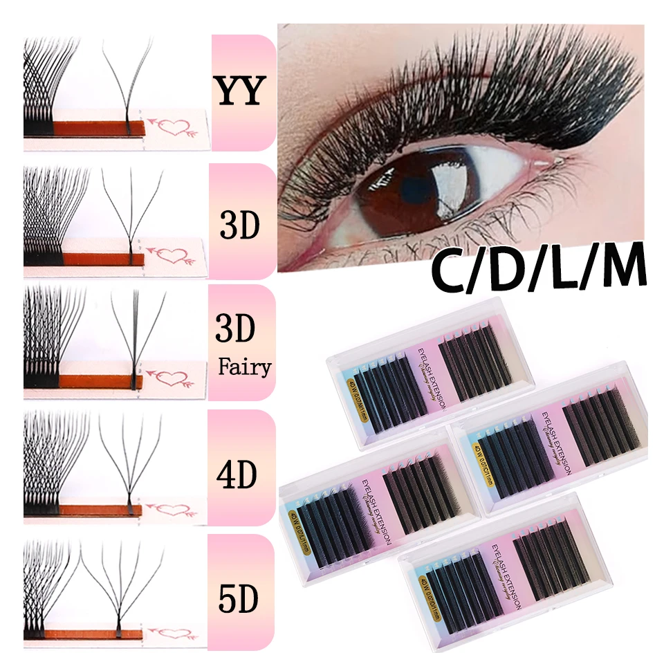 

AGUUD W Shaped Bloom 4D 5D 3D Fairy Clover Lashes YY Shape Hand Woven Premium Mink Soft Light Natural Eyelashes Extension Makeup