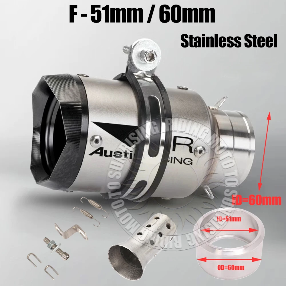 51mm 60mm Carbon/Stainless/Titanium AR Motorcycle Exhaust Muffler For Kawasaki Honda Yamaha KTM CF Suzuki Ktm Bmw etc Tail Pipe image 3