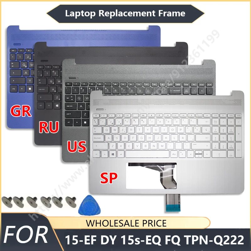 

For HP 15-EF 15-DY 15s-EQ 15s-FQ TPN-Q222 New SP RU US Keyboard Laptop Palmrest Upper Top Case Backlight Replacement Keyboard